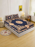 Moda Rapido X KLOTTHE Blue Floral 400 TC King Bedsheet with 2 Pillow Covers