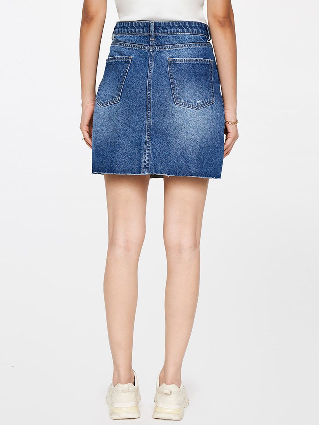 AND Pure Cotton Straight Mini Denim Skirt