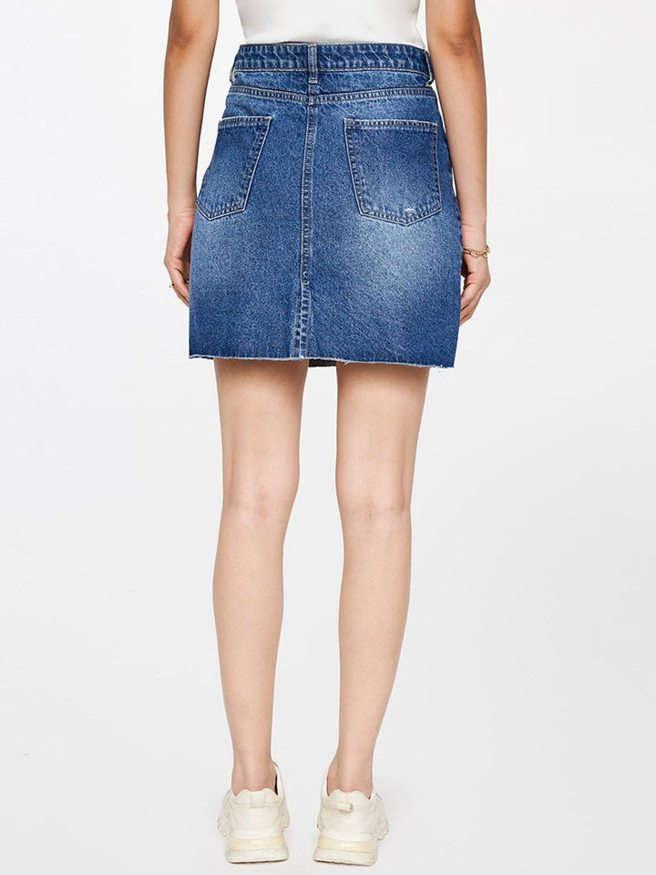 AND Pure Cotton Straight Mini Denim Skirt