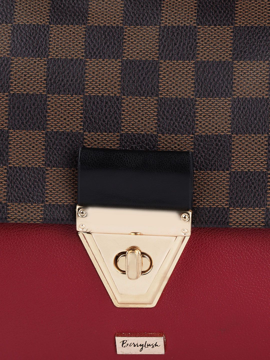 Berrylush Brown Checked Sling Bag