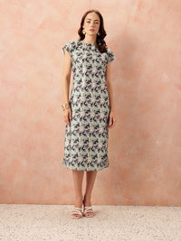 all about you Printed Midi Shift Dress with Slit