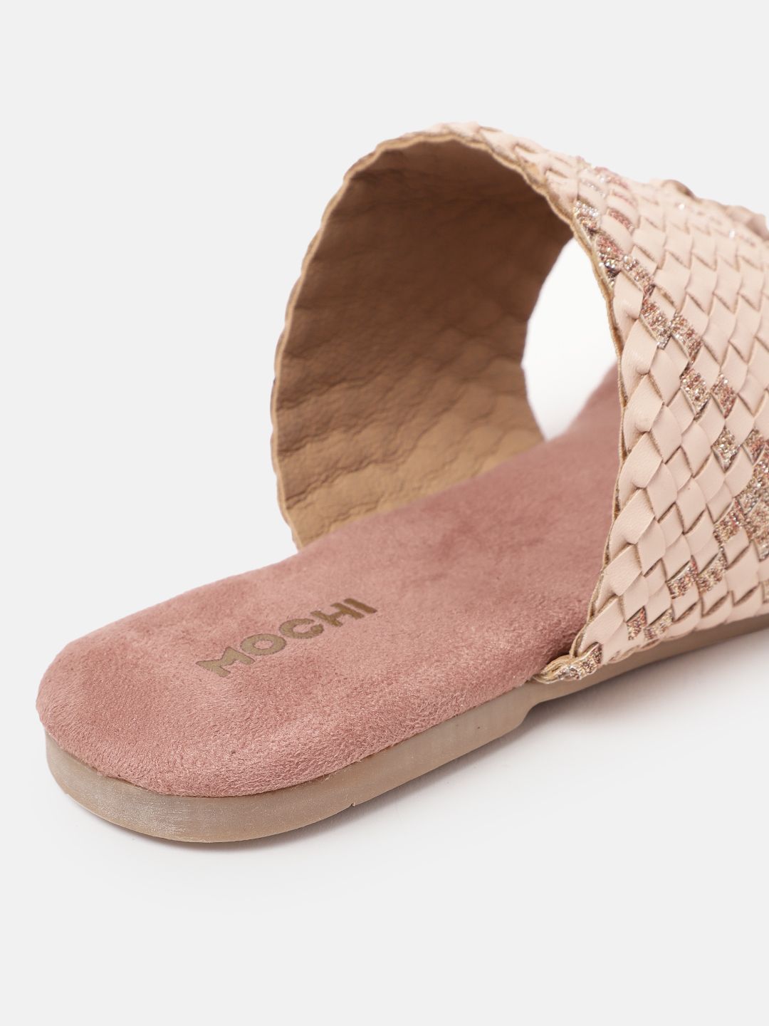 Mochi Women Woven Design Shimmery Ethnic Open Toe Flats