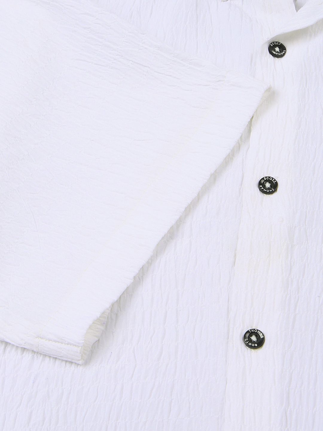 Thomas Scott Premium Slim Fit Self Design Textured Cuban Collar Seersucker Casual Shirt