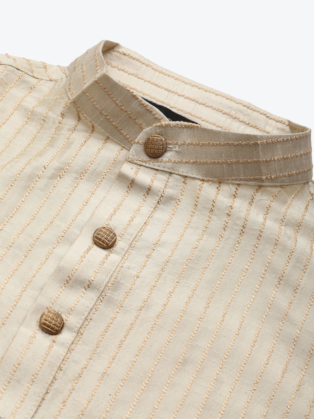 SOJANYA Kurta Belang Beige Lelaki dengan Piyama & Jaket Nehru