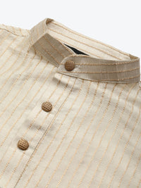 SOJANYA Kurta Belang Beige Lelaki dengan Piyama & Jaket Nehru