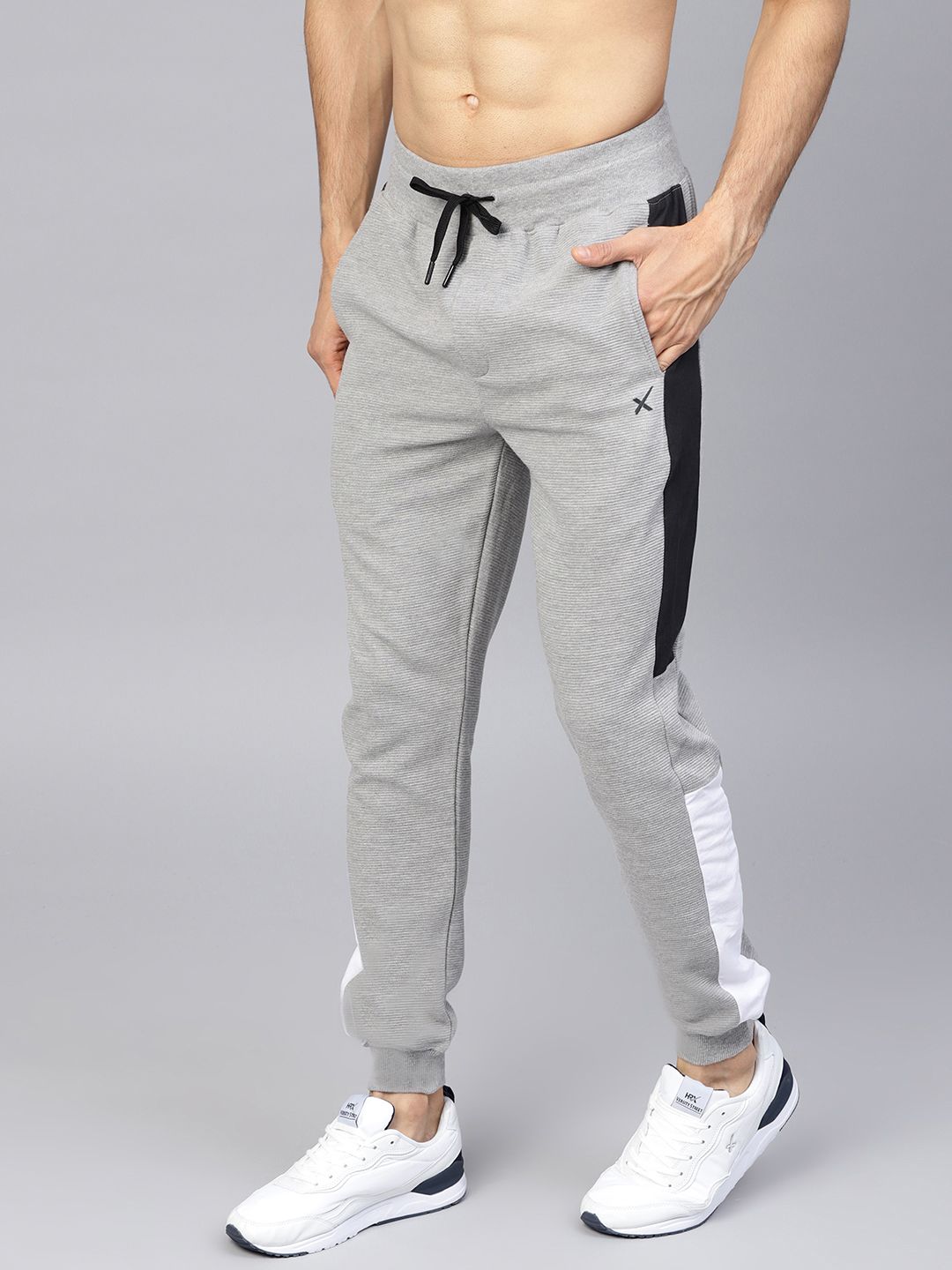 HRX by Hrithik Roshan Men Grey Melange Lifestyle Slim Fit Ottoman Joggers