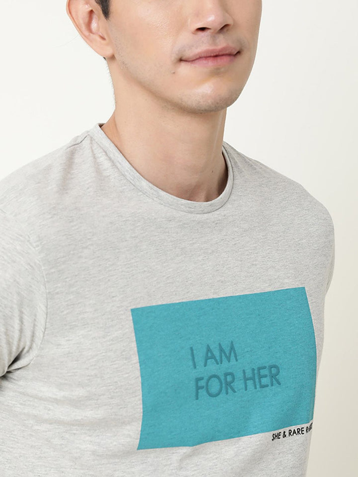 RARE RABBIT Men I Am Typography Printed Slim Fit T-Shirt