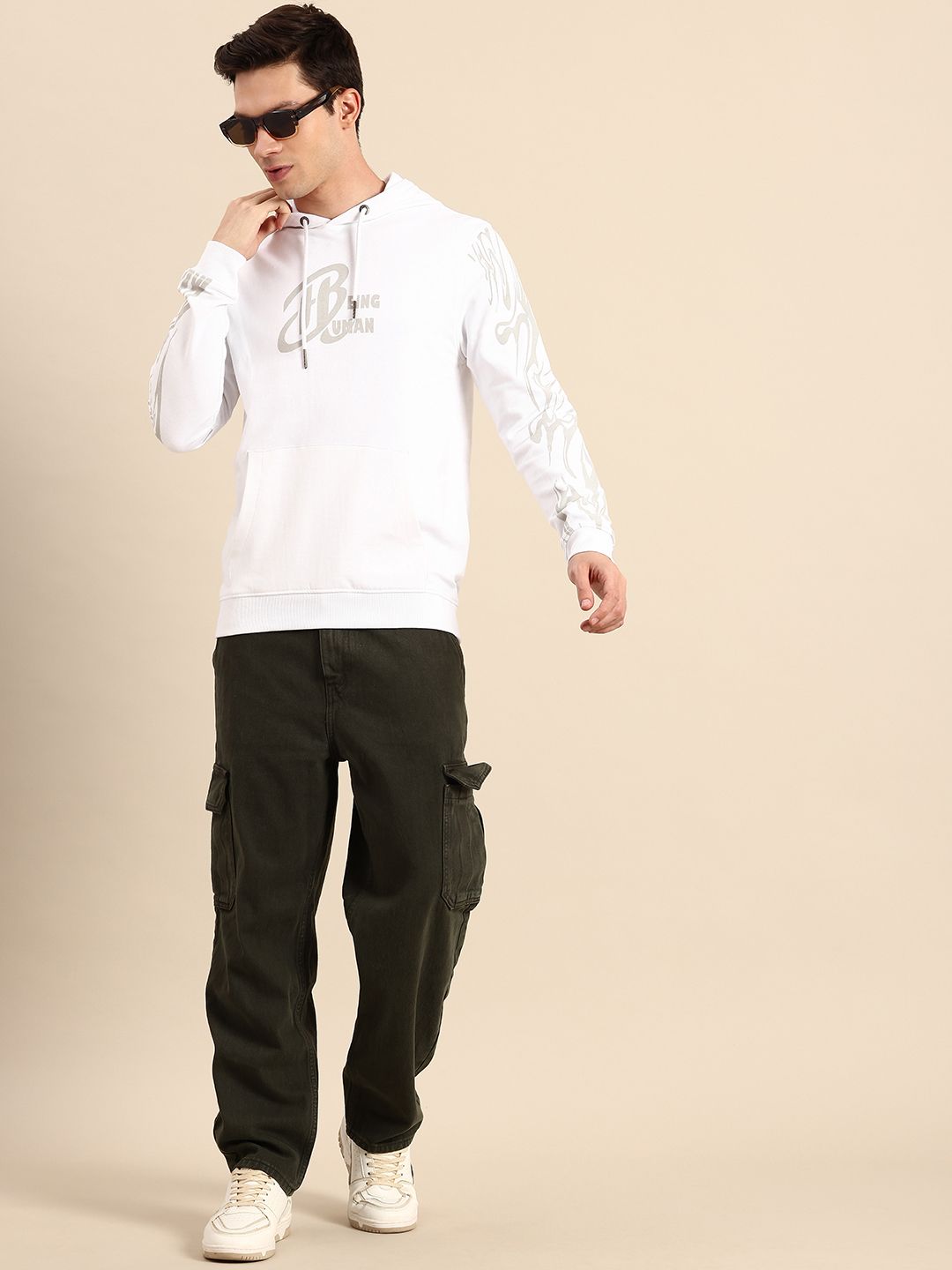 Being Human Brand Logo Printed Hooded Pure Cotton Sweatshirt