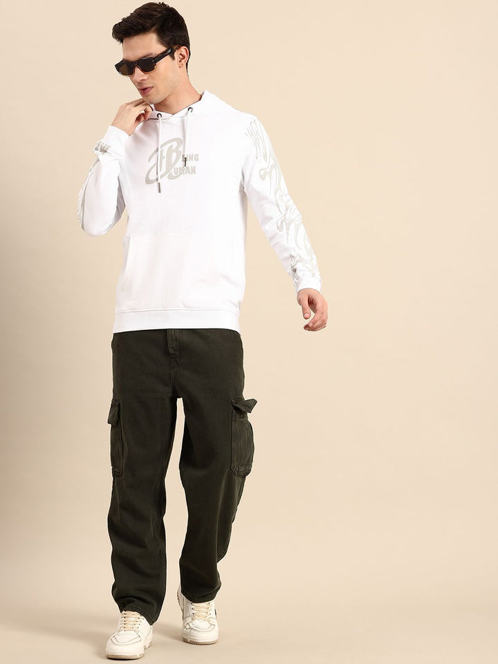 Being Human Brand Logo Printed Hooded Pure Cotton Sweatshirt