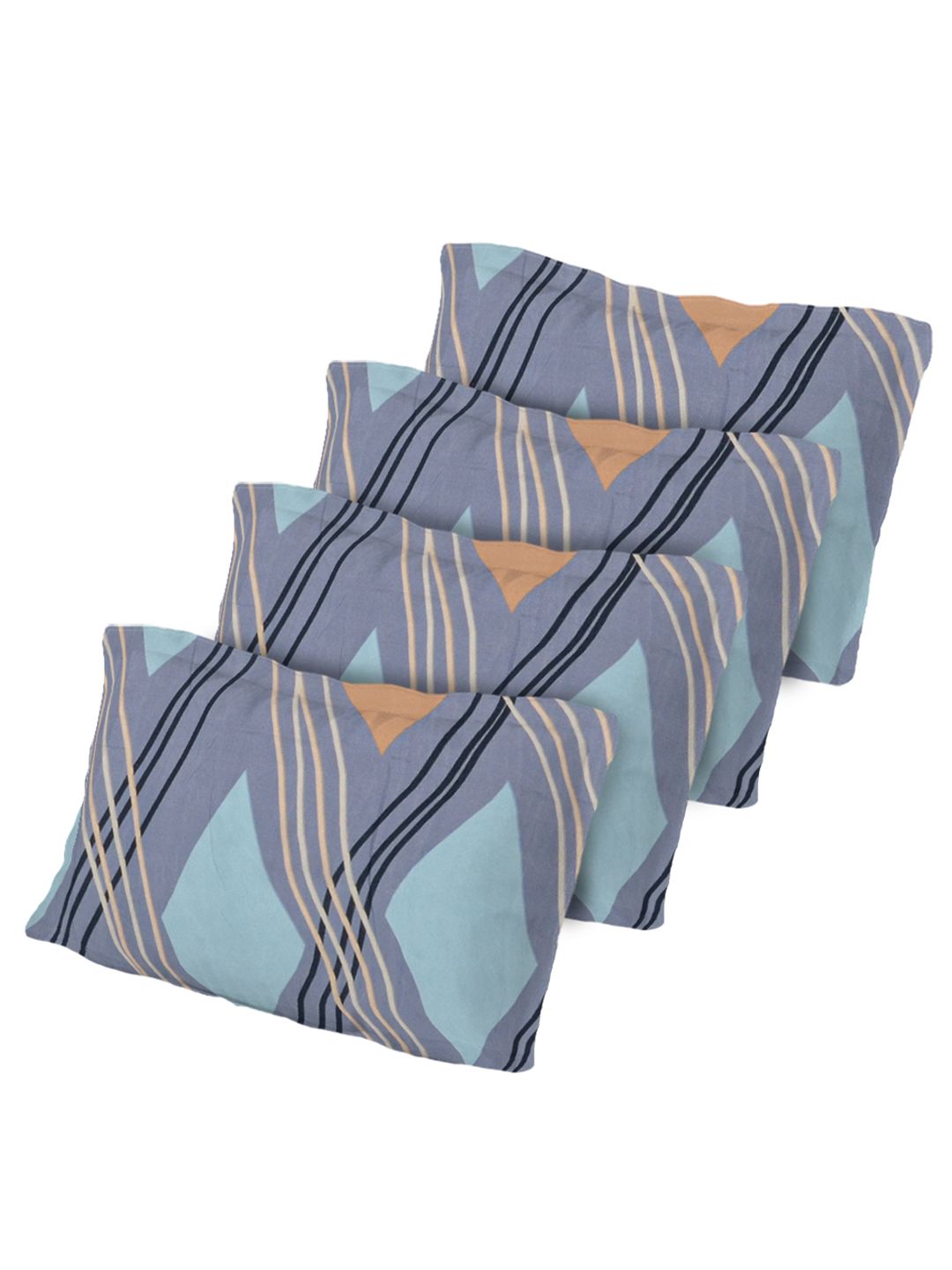 Myntra Elegant Homes Blue Geometric 300 TC Bedsheet with 2 Pillow Covers