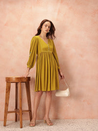all about you Embroidered Detail A-Line Dress