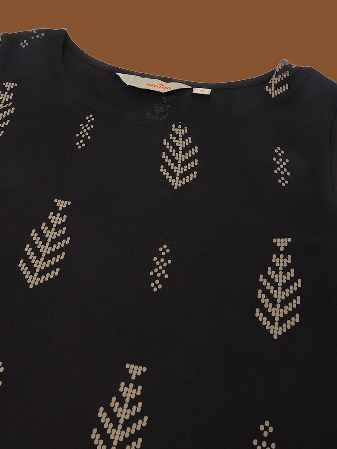 Anouk Black Ethnic Motifs Printed Sleeveless Straight Kurta