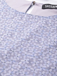 SASSAFRAS Lavender & Off-White Ditsy Floral Trapeze Dress