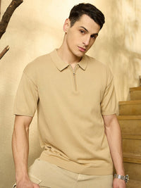 DENNISON Men Oversized Polo Collar Knitted T-Shirt