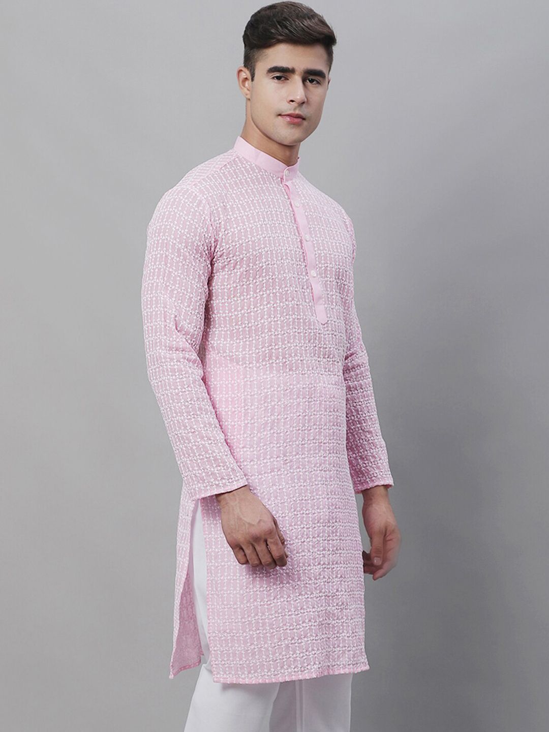 SOJANYA Kolar Mandarin Sulam Kurta Kapas Tulen