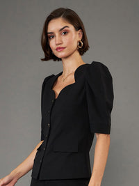 SASSAFRAS worklyf Sweetheart Neck Puff Sleeves Top