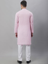 SOJANYA Motif Etnik Sulam Benang Berfungsi Kurta Kapas Tulen Dengan Churidar