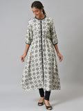 AURELIA Women Grey Ethnic Motifs Printed Anarkali Kurta
