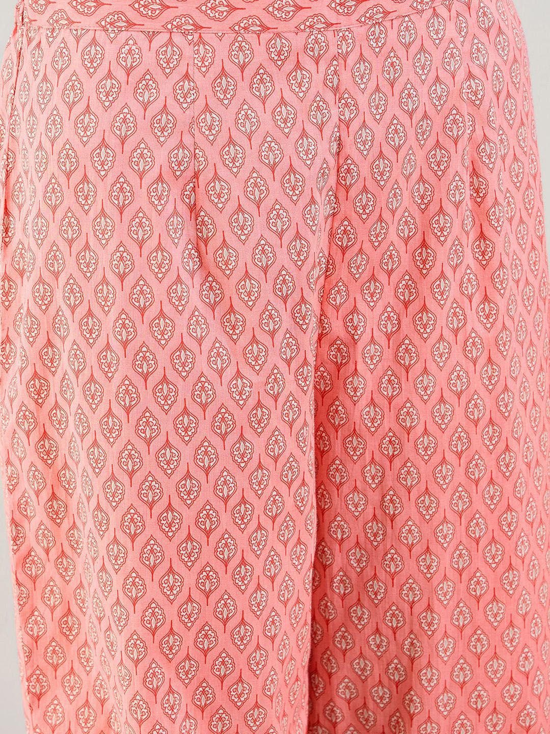 Indo Era Ethnic Motifs Printed Angrakha Pure Cotton Kurta With Trousers & Dupatta