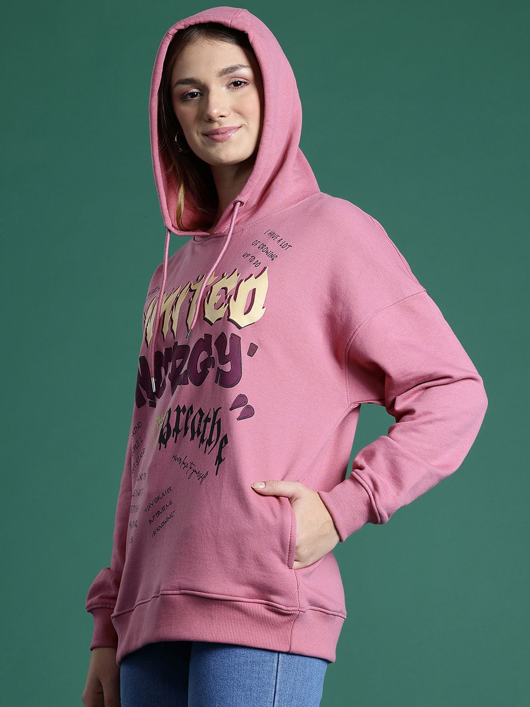 DressBerry Women Printed Hooded Sweatshirt