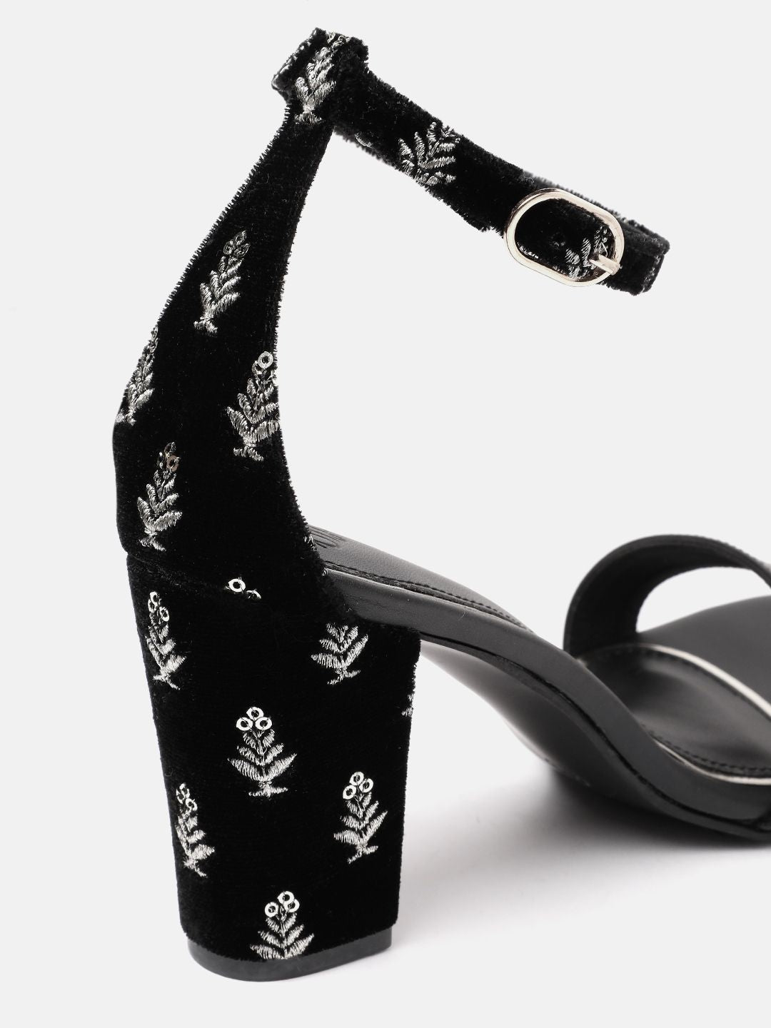 House of Pataudi Floral Embellished Block Heels