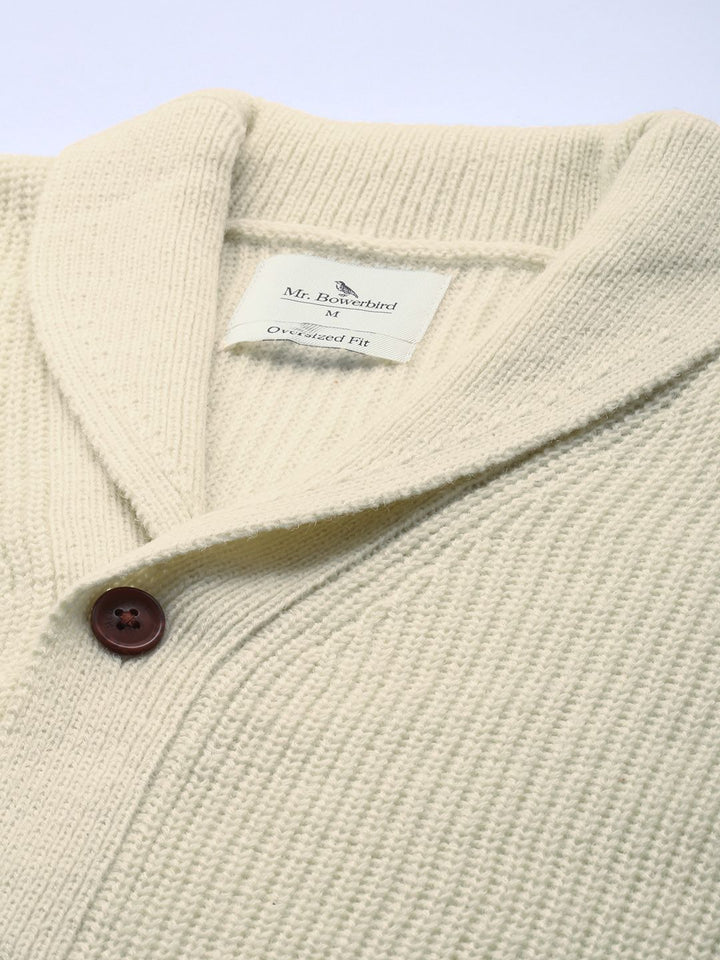 Mr Bowerbird Men Solid Chunky Ribbed Oversized Cardigan