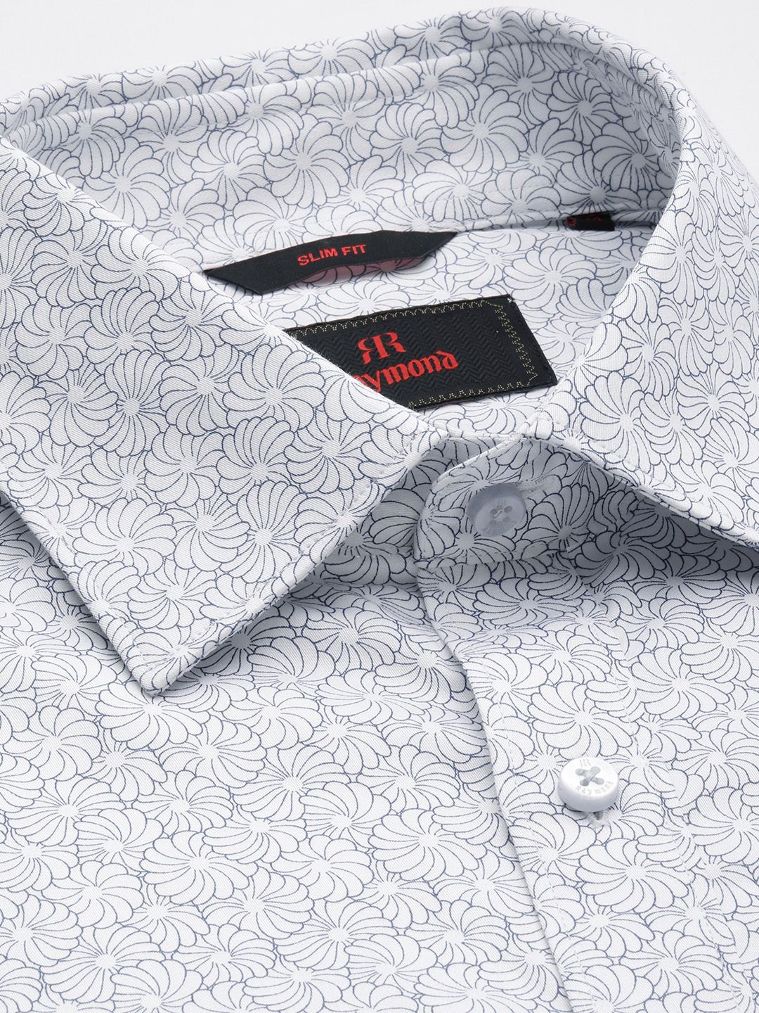 Raymond Slim Fit Floral Printed Pure Cotton Formal Shirt