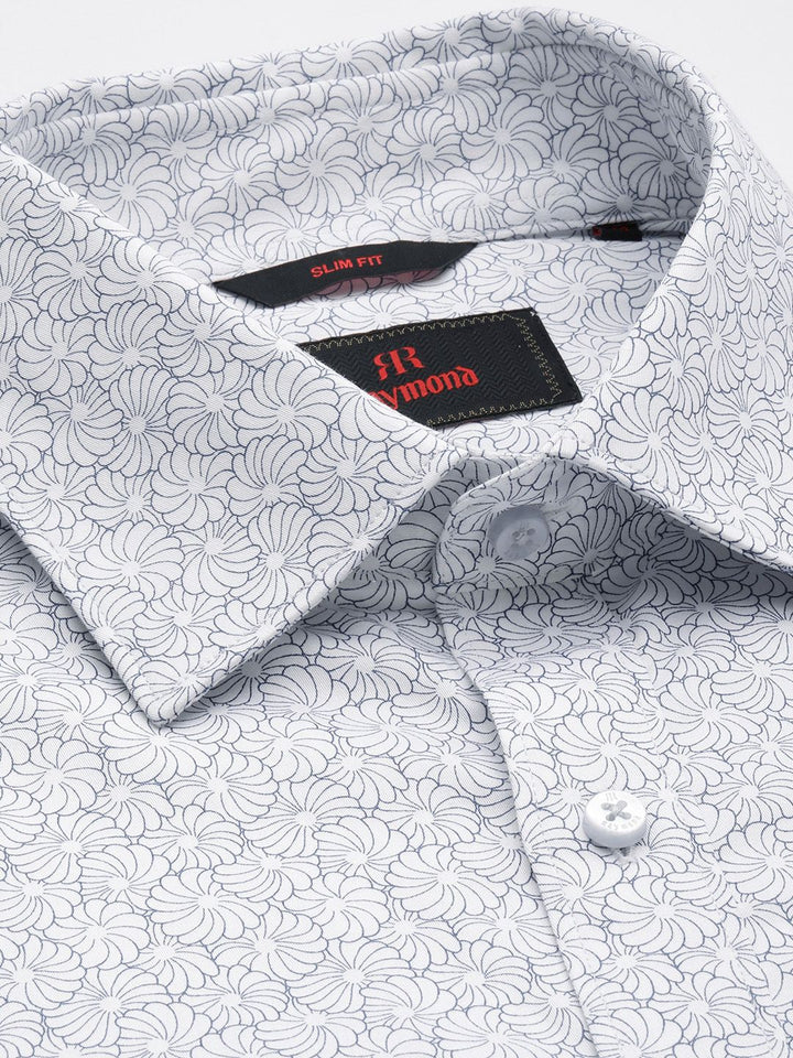 Raymond Slim Fit Floral Printed Pure Cotton Formal Shirt