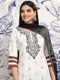 Vishudh Ethnic Motifs Embroidered Thread Work Pure Cotton Kurta with Trousers & Dupatta