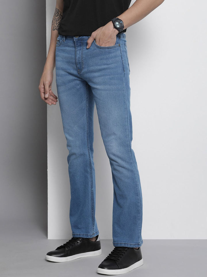 The Indian Garage Co Men Blue Bootcut Light Fade Stretchable Jeans