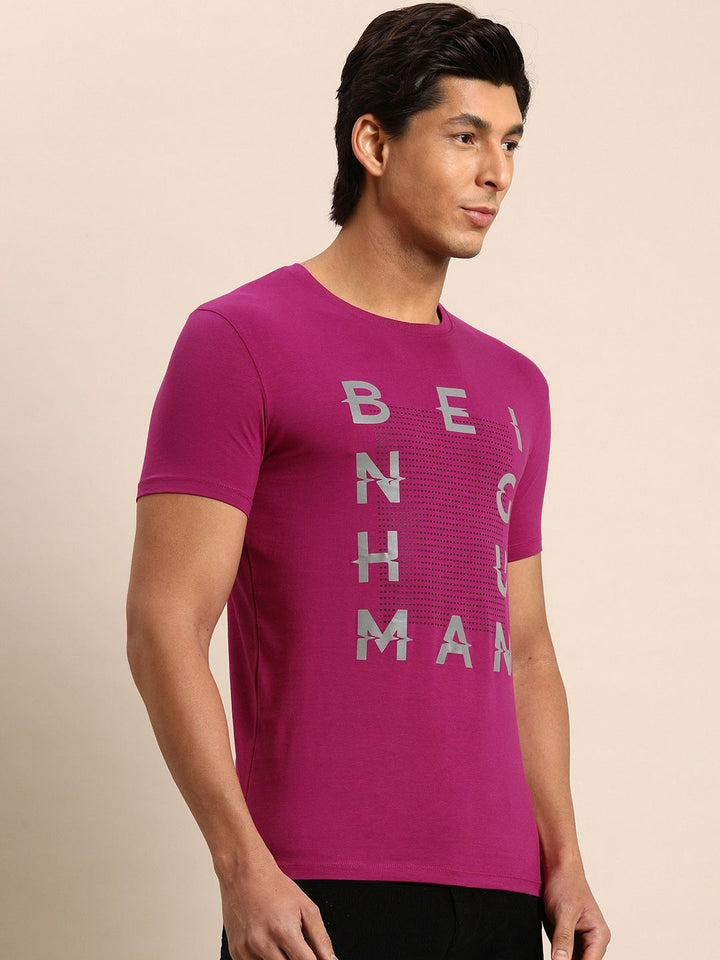 Being Human Men Fuchsia Pink Graphic Printed Pure Cotton T-shirt