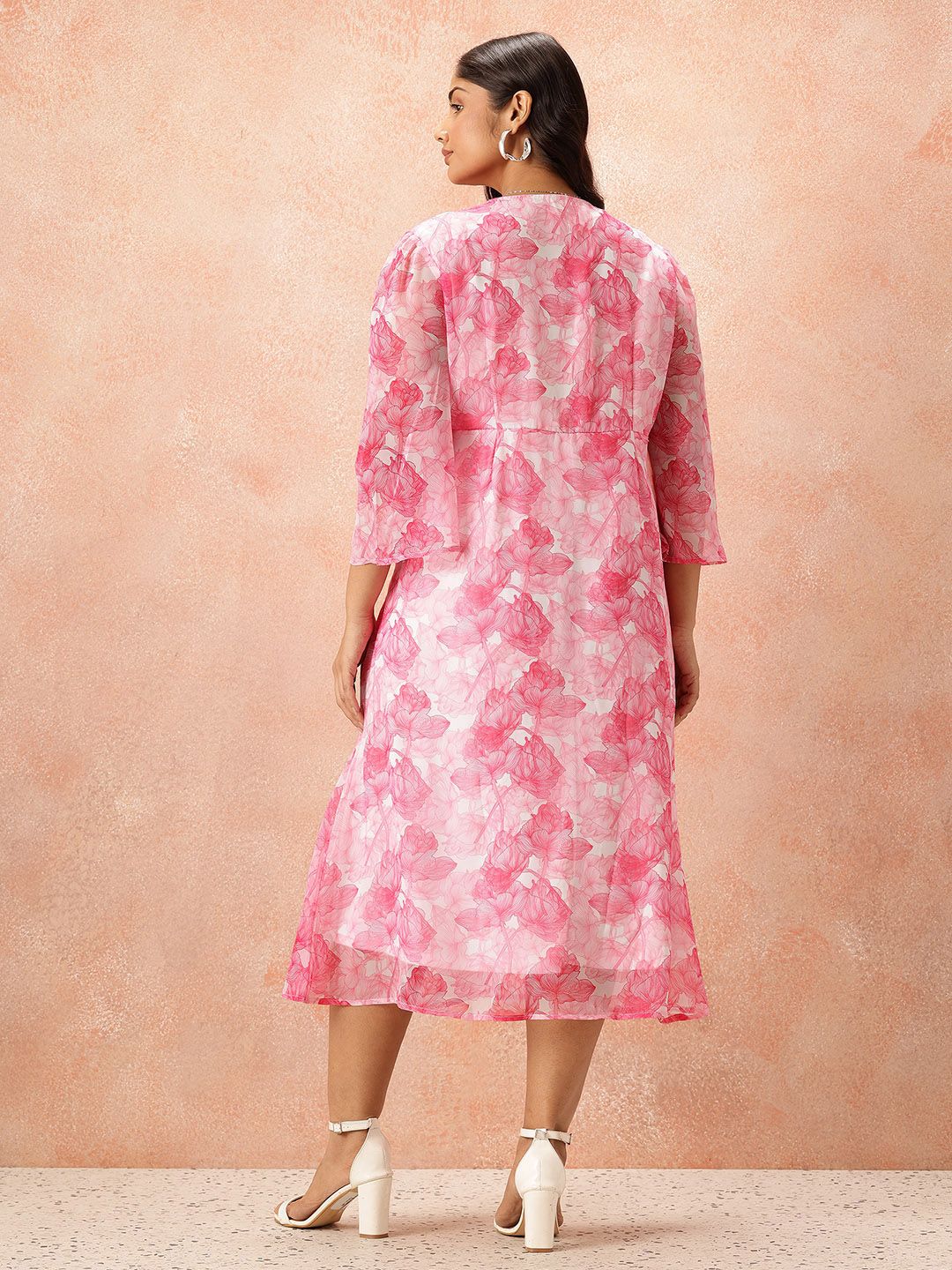 all about you Plus Size Floral Print Knot Detail A-Line Midi Dress