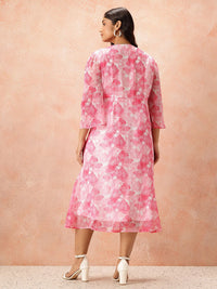 all about you Plus Size Floral Print Knot Detail A-Line Midi Dress