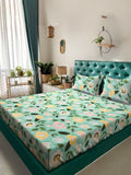 Myntra Elegant Homes Green Floral 300 TC King Cadar dengan 2 Sarung Bantal
