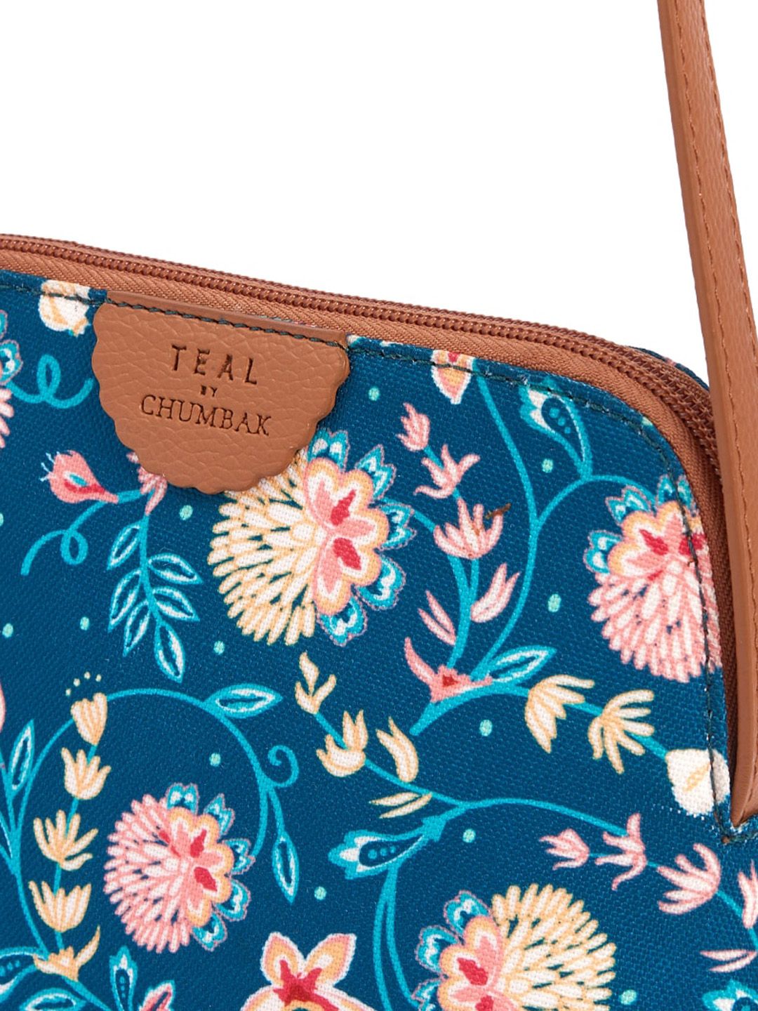 TEAL BY CHUMBAK Floral Printed Structured Sling Bag