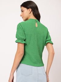 DressBerry Everyday Chic Textured Short Bell Sleeve Top