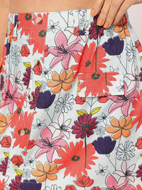 DressBerry Floral Mania Mock Cargo Straight Mini Skirt