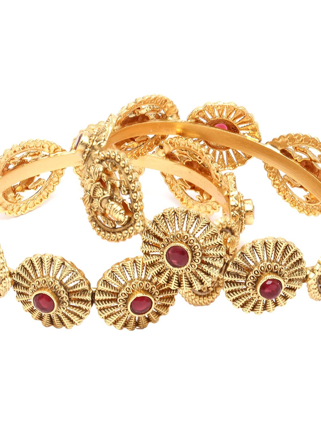 KARATCART Set Of 2 Gold-Plated Kundan-Studded Bangles