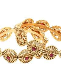 KARATCART Set Of 2 Gold-Plated Kundan-Studded Bangles