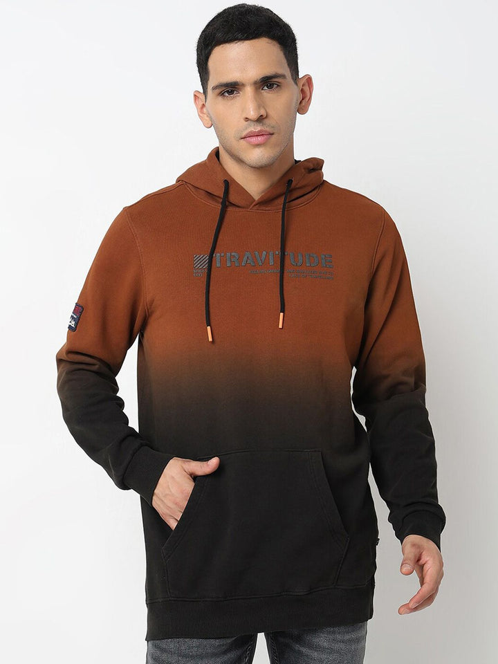 SPYKAR Typography Printed Hooded Cotton Sweatshirt