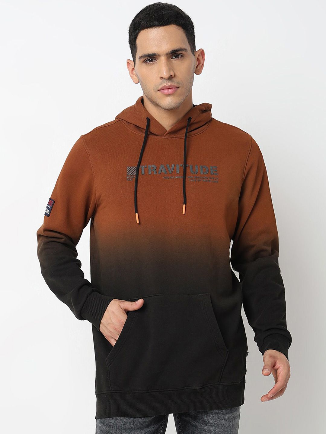 SPYKAR Typography Printed Hooded Cotton Sweatshirt
