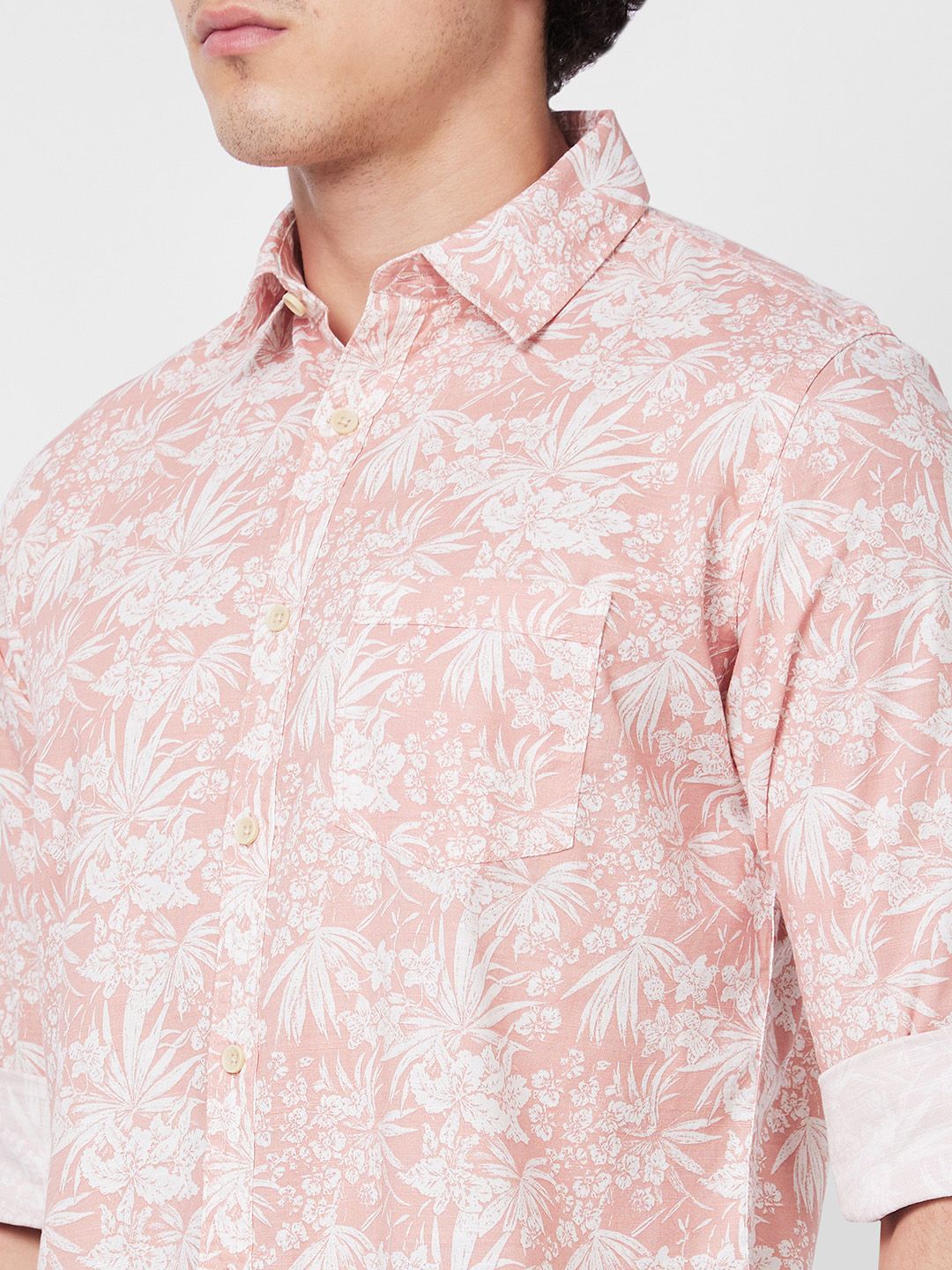 SPYKAR Floral Printed Spread Collar Cotton Casual Shirt