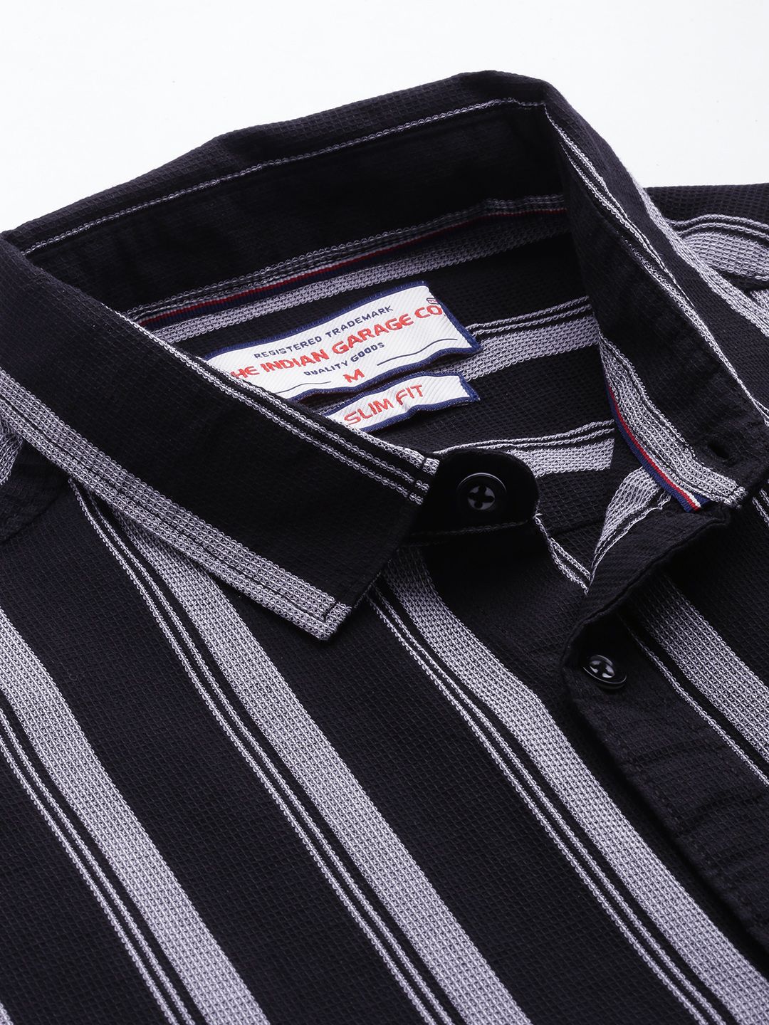 The Indian Garage Co Pure Cotton Slim Fit Opaque Striped Casual Shirt