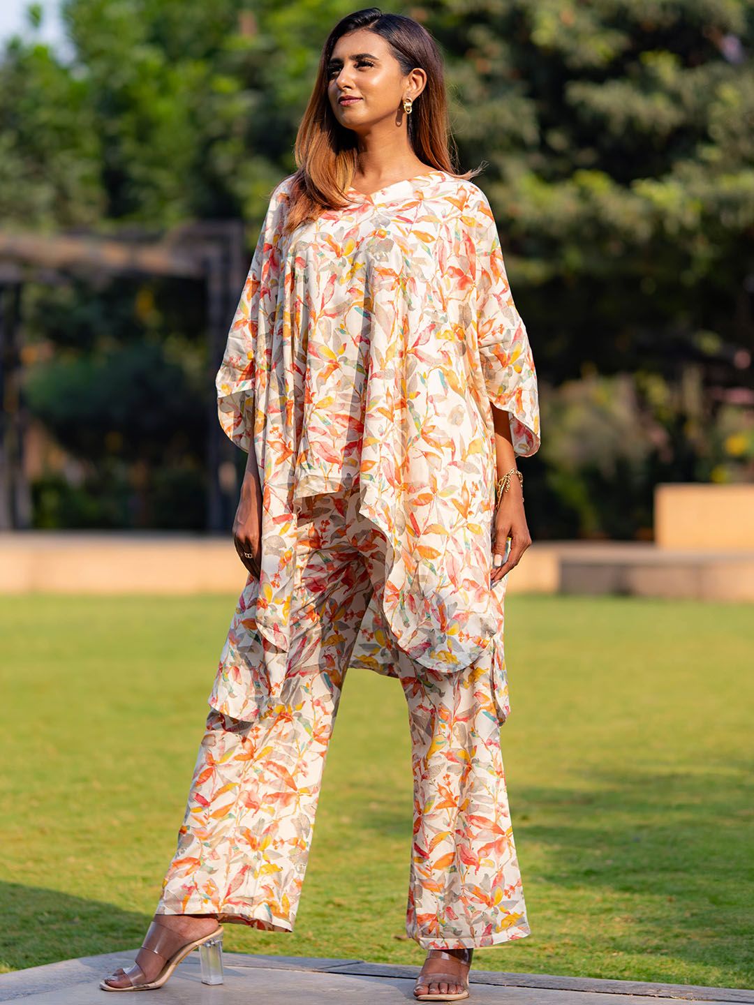 Libas Printed Kaftan & Palazzos Co-Ords Set