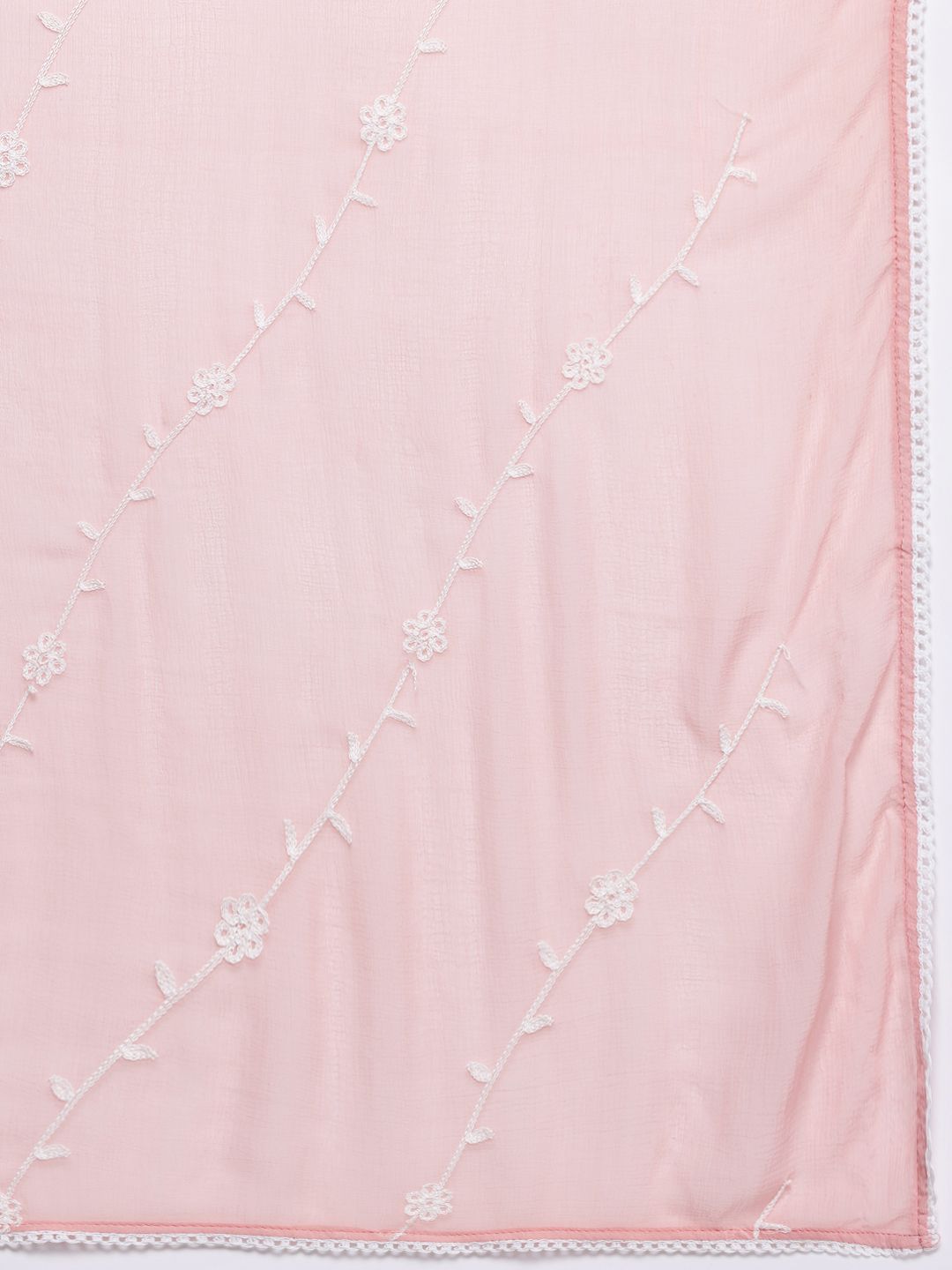 Varanga Floral Embroidered Panelled Thread Work Pure Cotton Kurta With Trousers & Dupatta