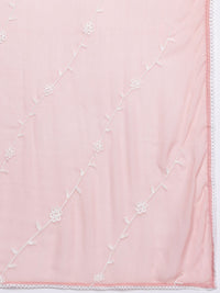 Varanga Floral Embroidered Panelled Thread Work Pure Cotton Kurta With Trousers & Dupatta