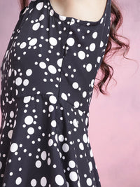 DressBerry Polka Dot Print Fit & Flare Dress