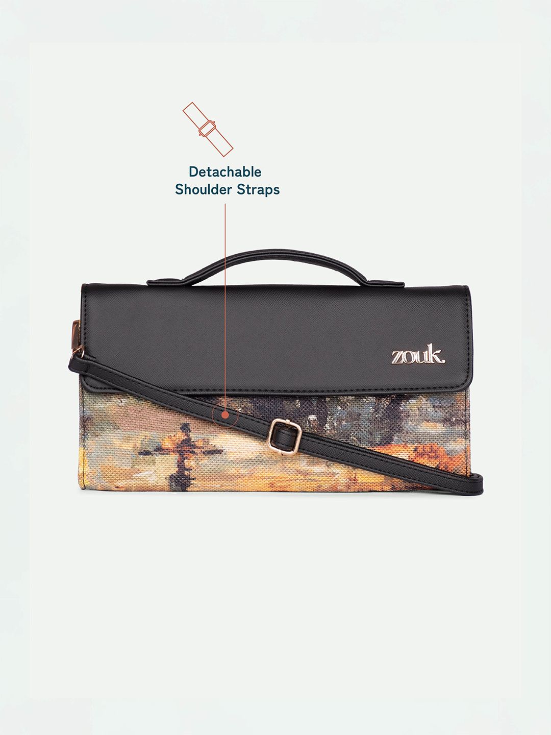 ZOUK Rhea Kapoor Bombay Tapestry Textured Water Resistant Jute Envelope Clutch