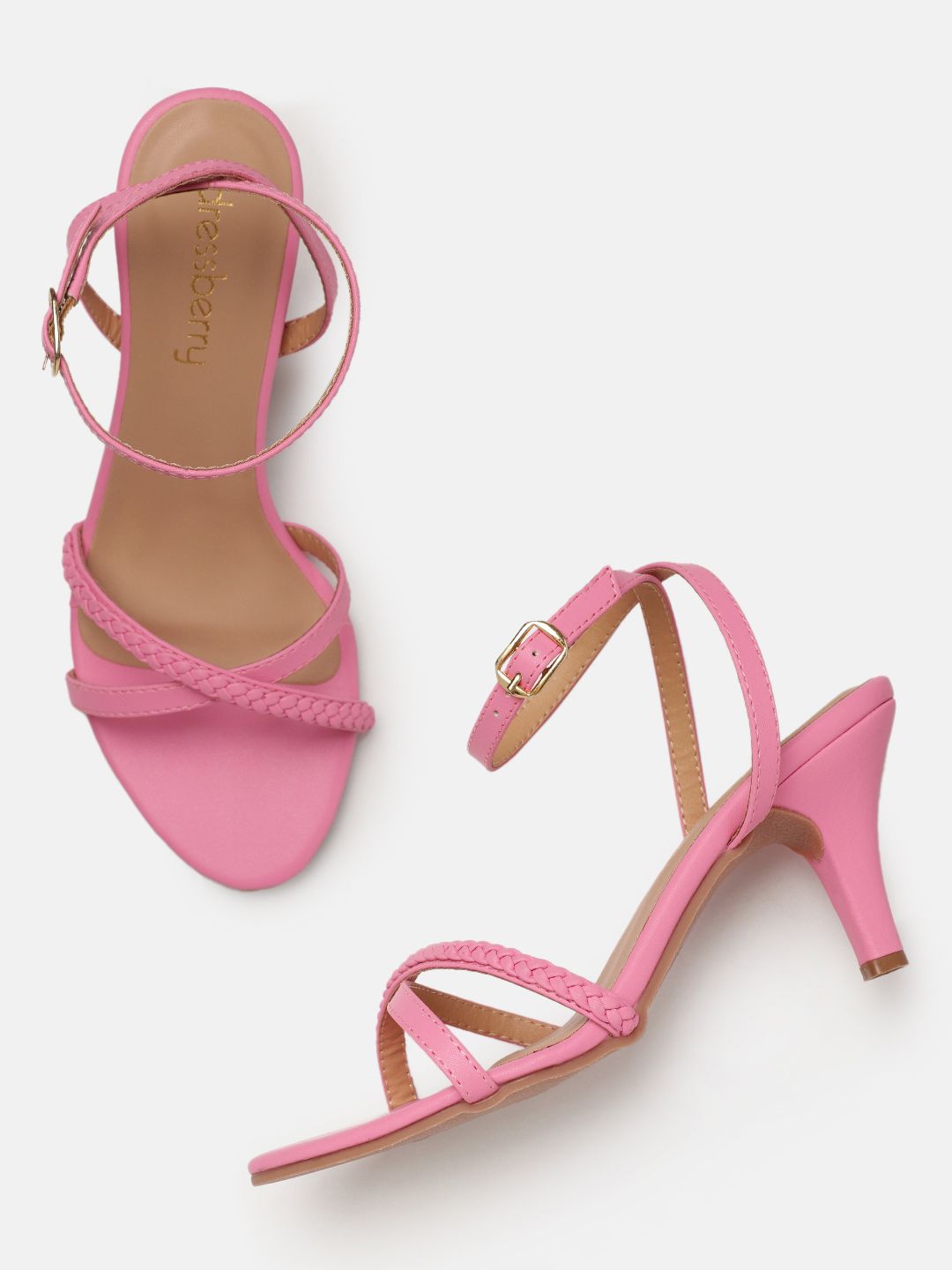 DressBerry Braided Design Slim Heeled Sandals