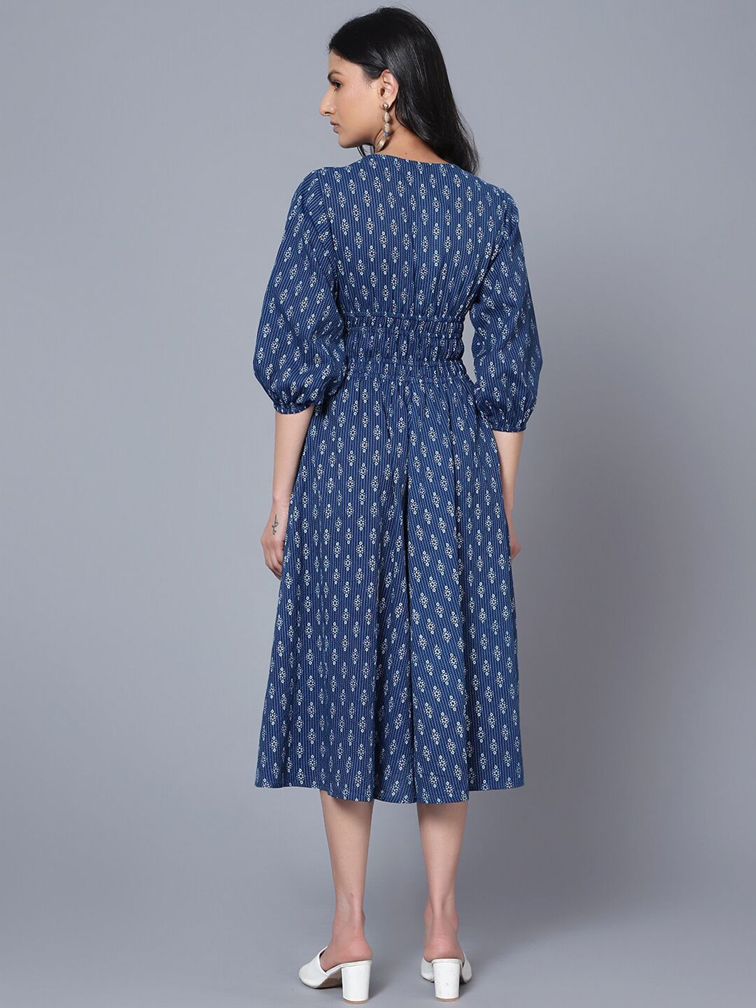 Bani Women V-Neck Ethnic Motifs A-Line Midi Dress